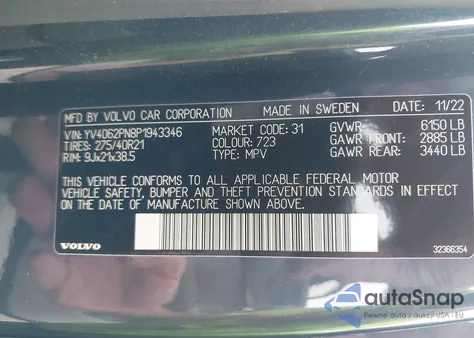 2023 Volvo Xc90 B6 Plus 7-Seater from USA, damaged, VIN YV4062PN8P1943346